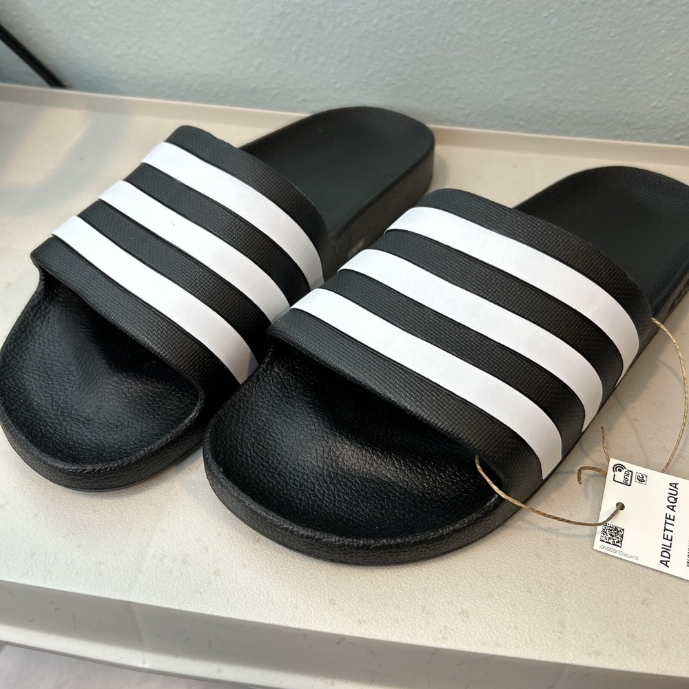 adidas Adilette Aqua Unisex Mens 10 Womens 11 Core Black Cloud White (F35543)